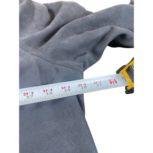 Catherines 4X Charcoal Gray Faux Suede Button Front Blouse Top Long Sleeve - Picture 7 of 11